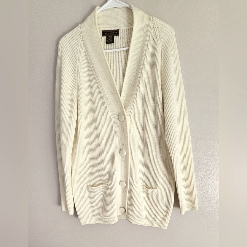 Yarnworks Oversized Ivory Cardigan